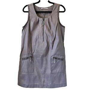 Truly By Part Two Gray Cotton Lurex SleevlessShimmery Mini Pockets Zippers US 10
